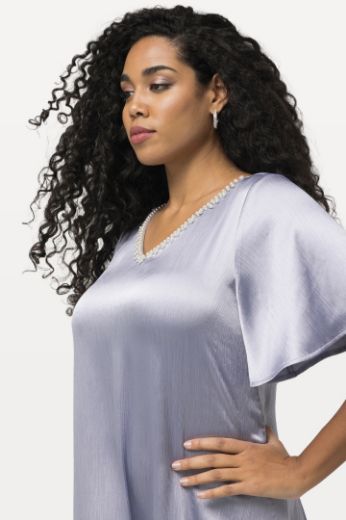 Plus size veliki brojevi Haljina elegantna kratkih rukava s ukrasnim dodacima na ovratniku za punije
