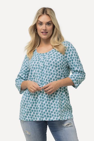 Veliki brojevi Majica 3/4 rukava cvjetnog printa moda za punije