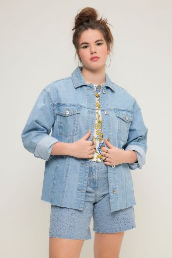 Plus size veliki brojevi Jakna traper s ukrasnim dodacima za punije