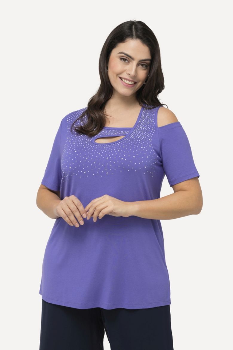 Plus size veliki brojevi Majica s otvorima i ukrasnim dodacima za punije