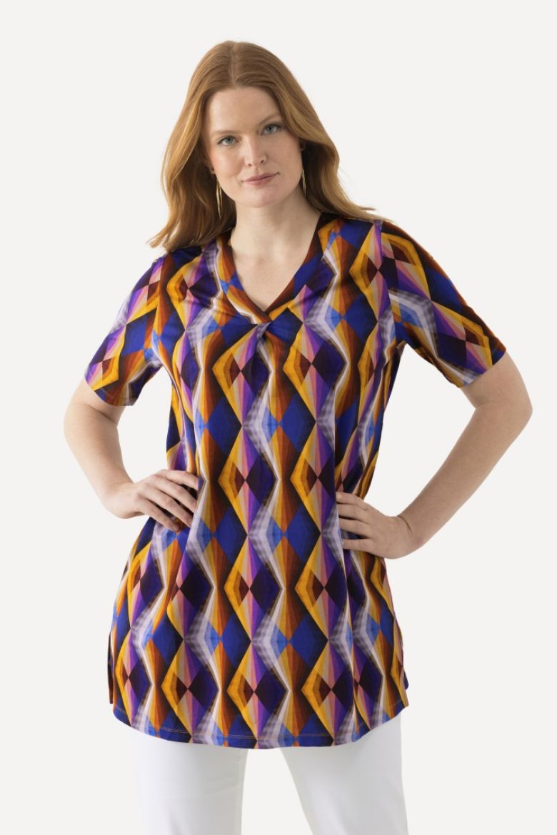 Plus size veliki brojevi Majica Slinky kratkih rukava s geometrijskim printom za punije