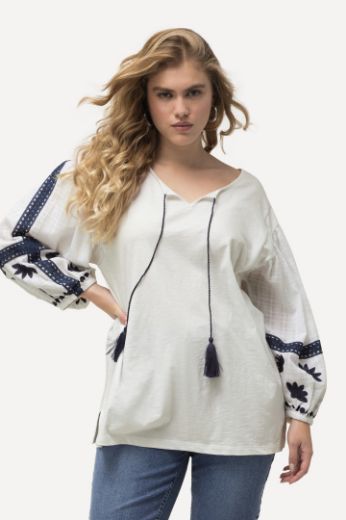 Plus size veliki brojevi Bluza dugih rukava s ukrasnim vezom za punije