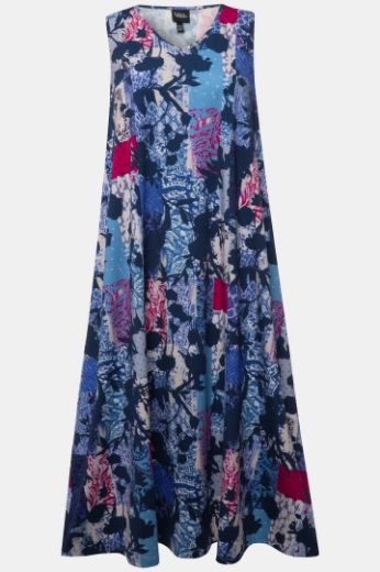 Plus size veliki brojevi Haljina maxi bez rukava s cvjetnim printom za punije