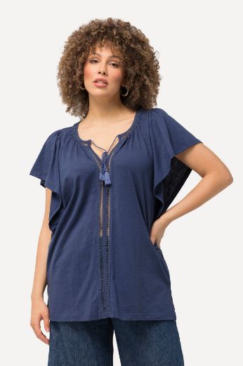 Plus size veliki brojevi Majica s vezanjem na ovratniku za punije