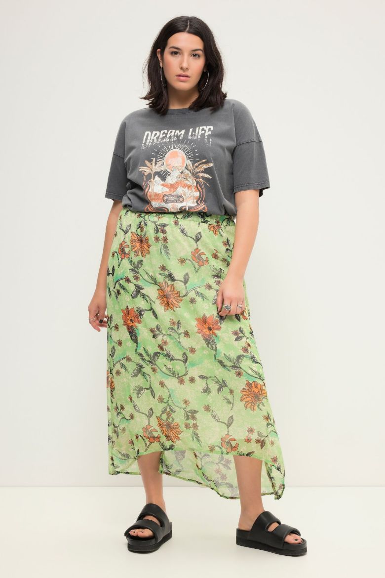 Plus size veliki brojevi Suknja midi cvjetnog printa za punije