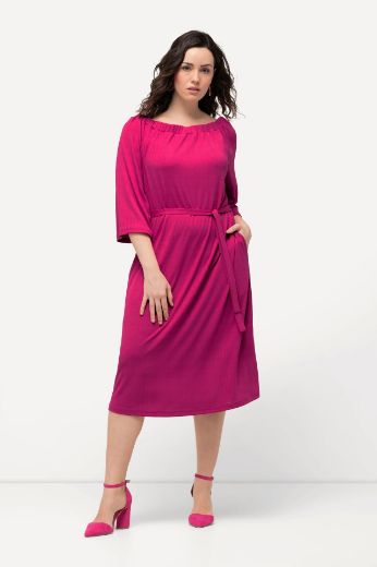 Plus size veliki brojevi Haljina s izrezom 3/4 rukava za punije