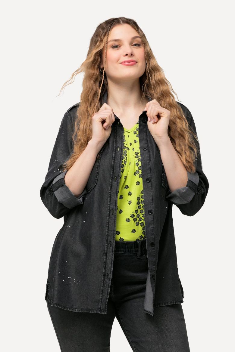 Plus size veliki brojevi Bluza dugih rukava od trapera za punije