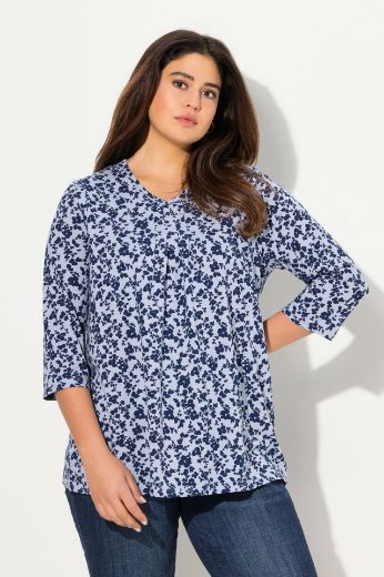 Plus size veliki brojevi Majica s 3/4 rukavima A kroja cvjetnog printa za punije