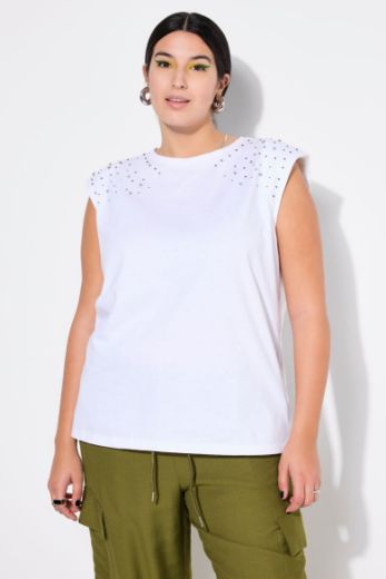 Plus size veliki brojevi Majica bez rukava s ukrasnim dodacima za punije