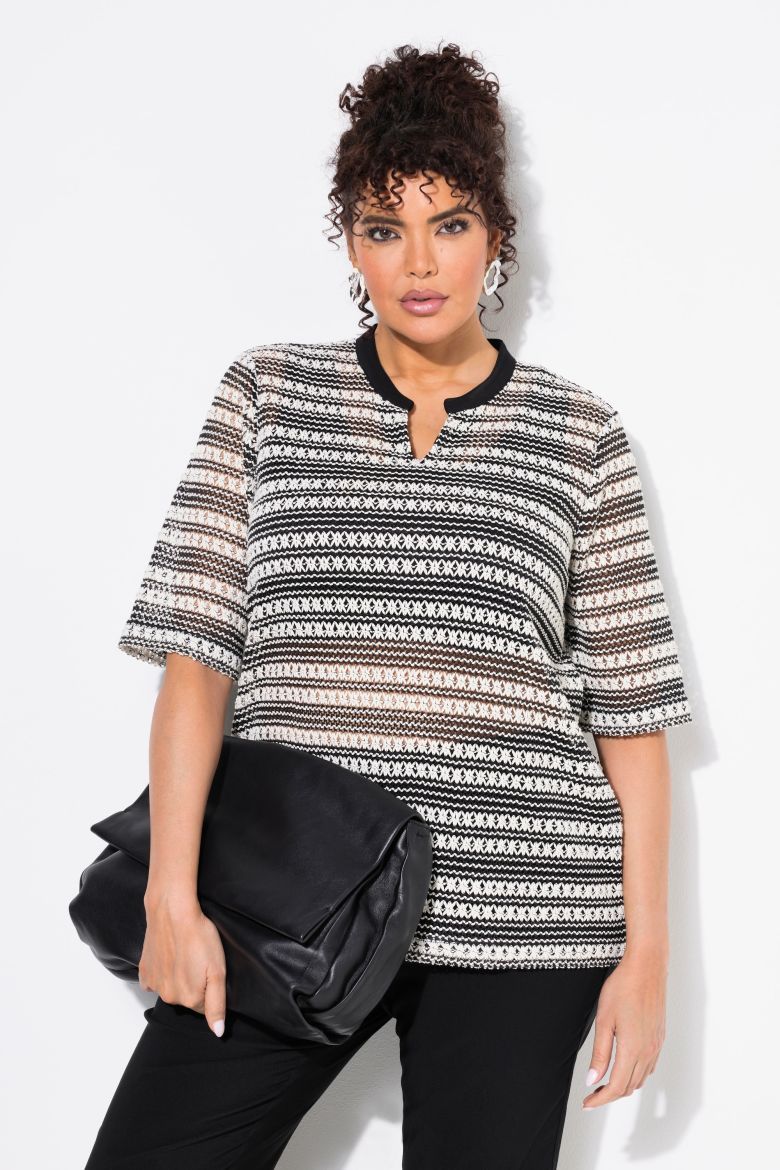Plus size veliki brojevi Majica pletena kratkih rukava okruglog ovratnika za punije