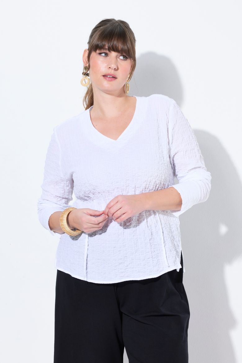 Plus size veliki brojevi Bluza dugih rukava V ovratnika za punije