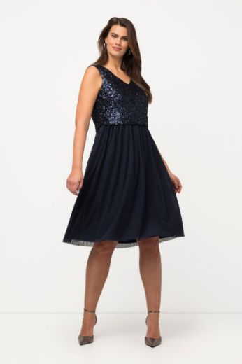Plus size veliki brojevi Haljina elegantna midi bez rukava V ovratnika za punije