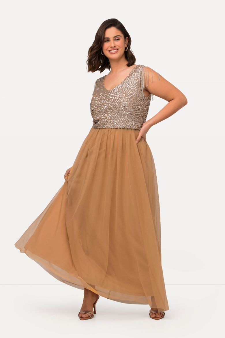 Plus size veliki brojevi Haljina svečana maxi V ovratnika za punije