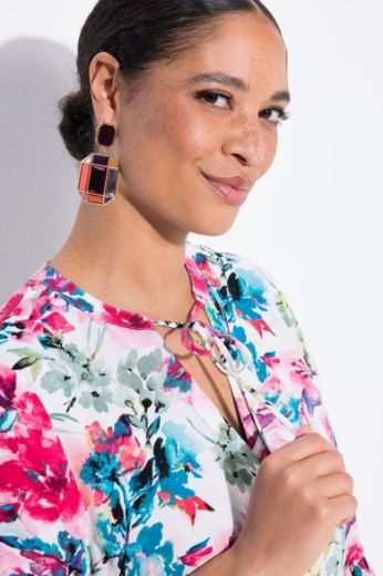 Plus size veliki brojevi Bluza s volan rukavima cvjetnog printa za punije