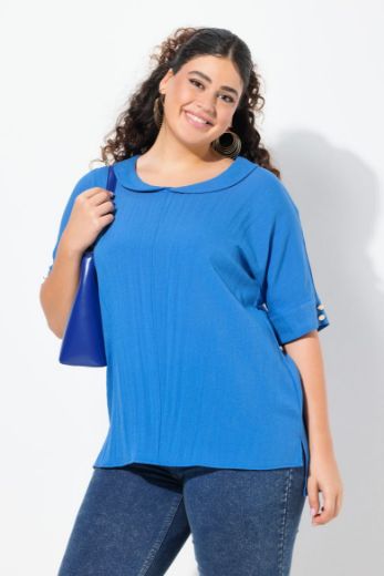 Plus size veliki brojevi Bluza polu rukava od mješavine lana za punije