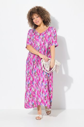 Plus size veliki brojevi Haljina kratkih rukava V ovratnika za punije