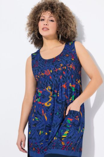 Plus size veliki brojevi Haljina bez rukava okruglog ovratnika za punije
