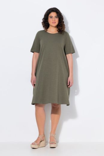 Plus size veliki brojevi Haljina Midi kratkih rukava A kroja za punije