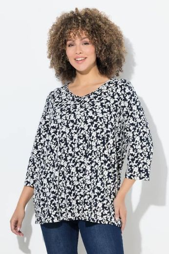 Plus size veliki brojevi Majica s 3/4 rukavima A kroja cvjetnog printa za punije