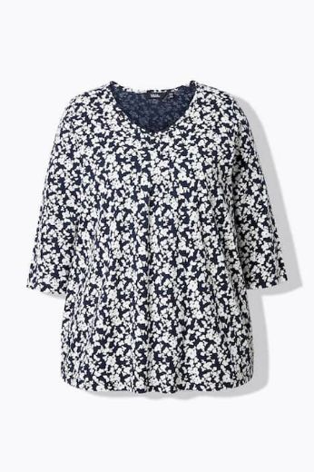 Plus size veliki brojevi Majica s 3/4 rukavima A kroja cvjetnog printa za punije