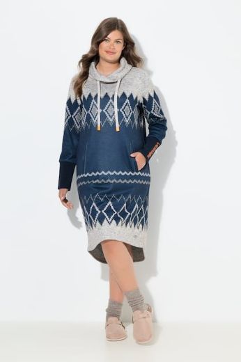 Plus size veliki brojevi Haljina dugih  rukava povišenog ovratnika za punije
