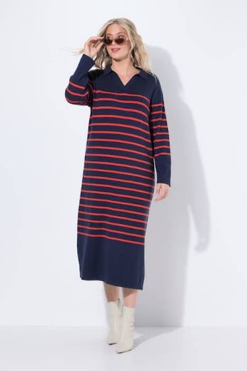 Plus size veliki brojevi Haljina midi pletena na pruge za punije