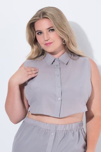 Plus size veliki brojevi Bluza bez rukava kraćeg kroja za punije