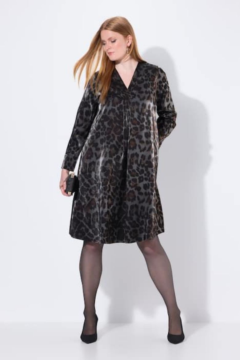 Plus size veliki brojevi Haljina elegantna midi dugih rukava za punije