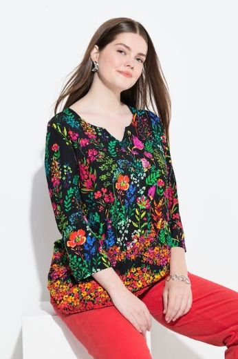 Plus size veliki brojevi Majica A kroja  s 3/4 rukavima cvjetnog printa za punije