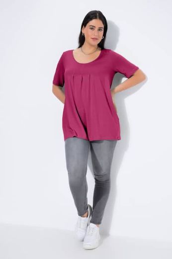 Plus size veliki brojevi Majica s naborima duži model za punije
