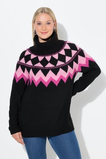 Plus size veliki brojevi Pulover dugih rukava povišenog ovratnika za punije
