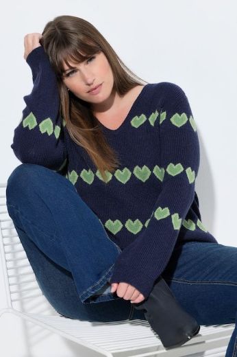 Plus size veliki brojevi Pulover dugih rukava V ovratnika za punije