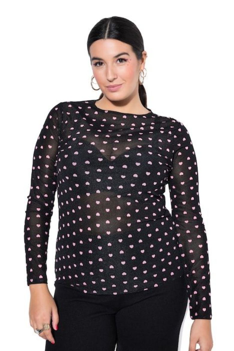 Plus size veliki brojevi Majica dugih rukava mrežastog izgleda za punije