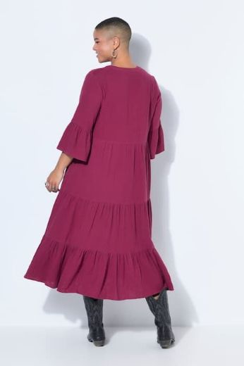 Plus size veliki brojevi Haljina 3/4 rukavi A kroja duži model za punije