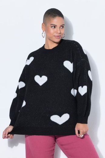 Plus size veliki brojevi Pulover s printom srca za punije