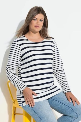 Plus size veliki brojevi Majica dugih rukava na pruge za punije