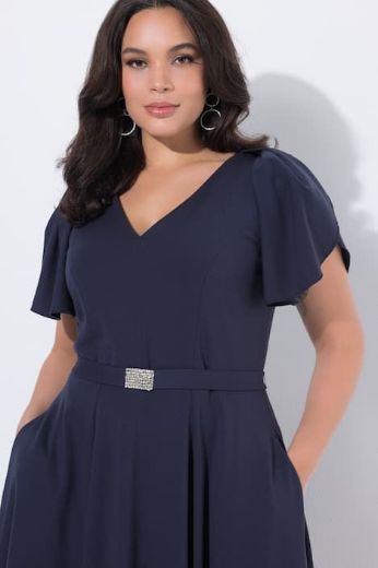 Plus size veliki brojevi Haljina svečana midi kratkih rukava za punije
