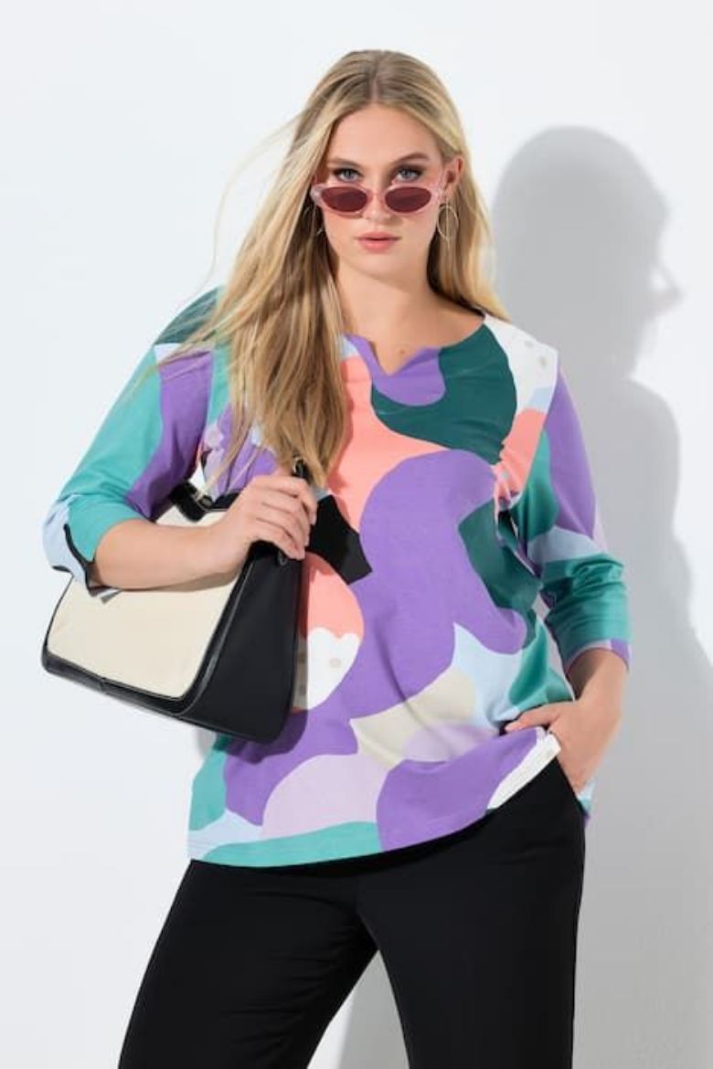 Plus size veliki brojevi Majica 3/4 rukava A kroja za punije