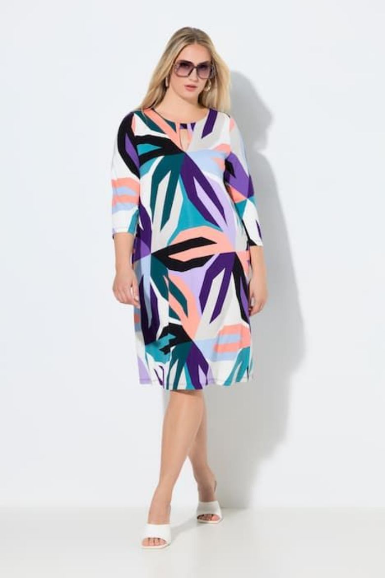 Plus size veliki brojevi Haljina midi 3/4 rukava za punije