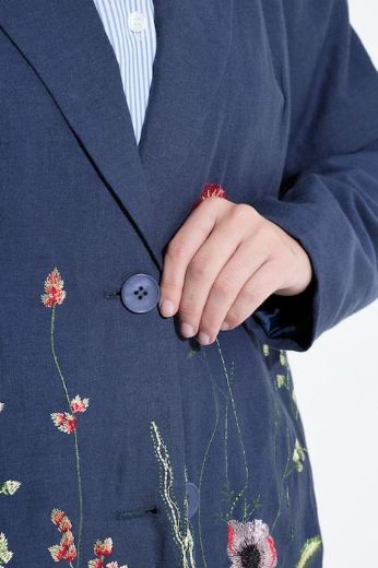 Plus size veliki brojevi Sako od mješavine lana dužeg kroja za punije