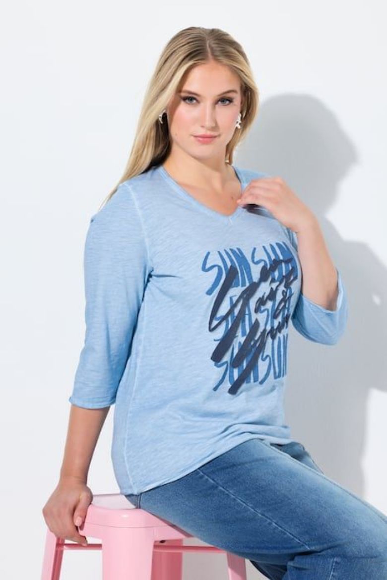 Plus size veliki brojevi Majica 3/4 rukava V ovratnika za punije