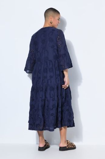 Plus size veliki brojevi Haljina maxi 3/4 rukava na volane za punije