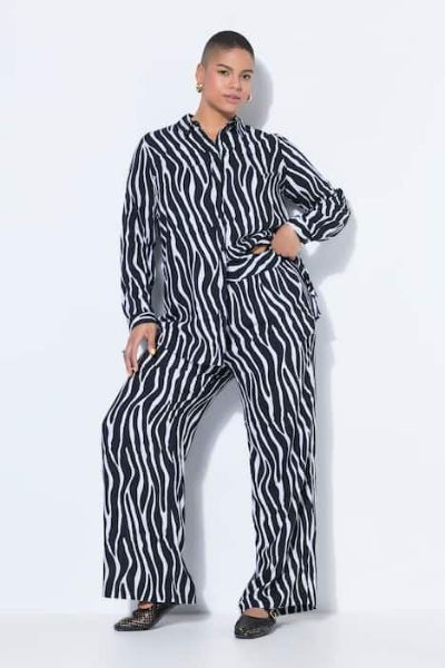 Veliki brojevi Hlače dugih nogavica šireg kroja zebra uzorka moda za punije