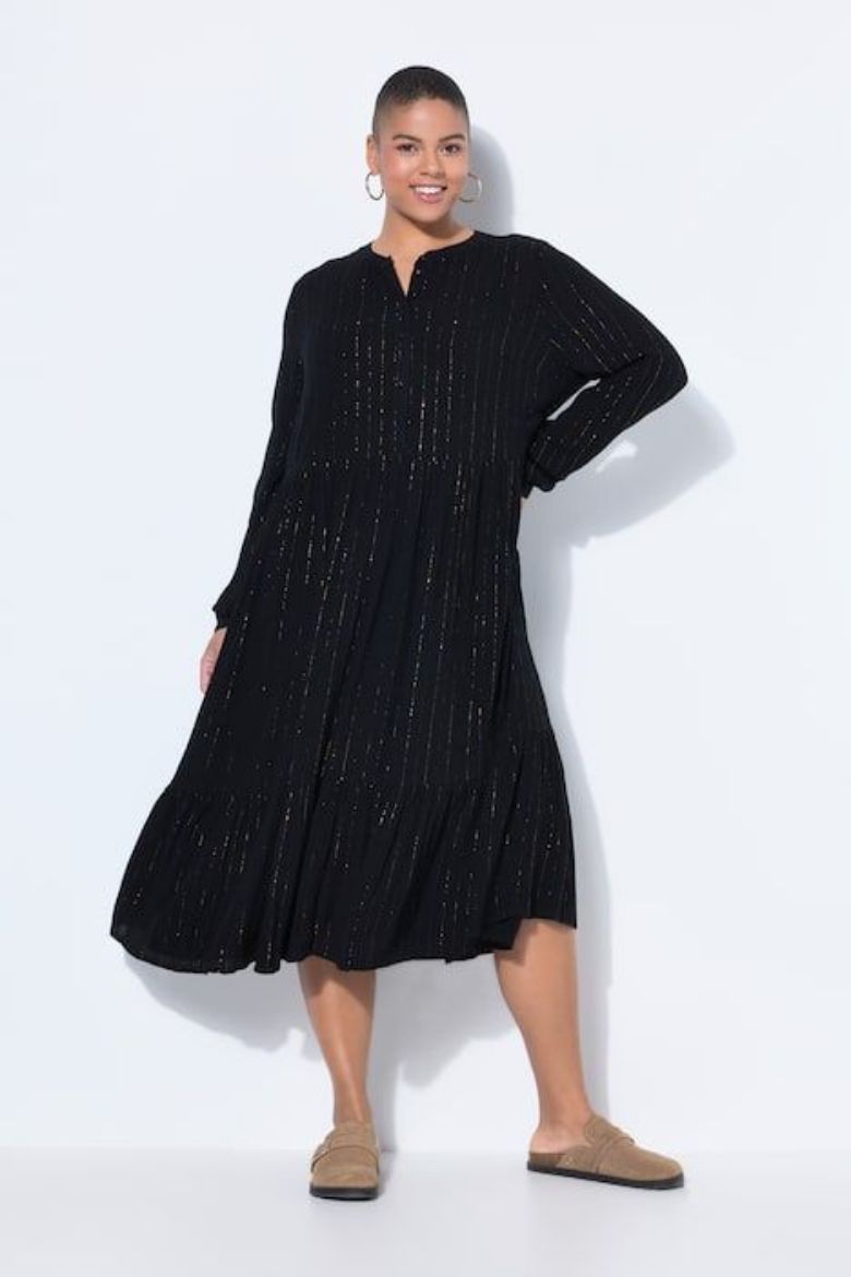 Plus size veliki brojevi Haljina midi dugih rukava A kroja za punije