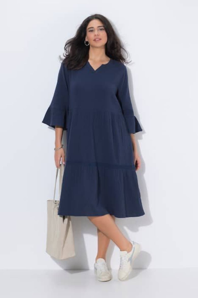 Plus size veliki brojevi Haljina 3/4 rukava A kroja za punije