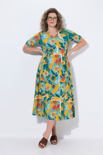 Plus size veliki brojevi Haljina midi kratkih rukava za punije