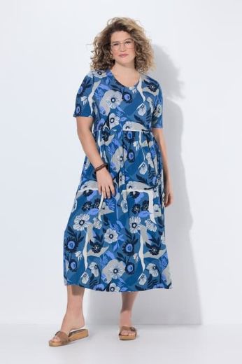Plus size veliki brojevi Haljina midi kratkih rukava za punije