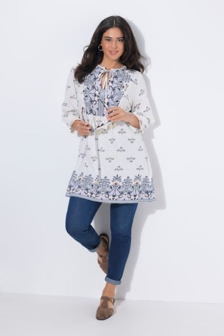 Plus size veliki brojevi Tunika 3/4 rukava A kroja za punije