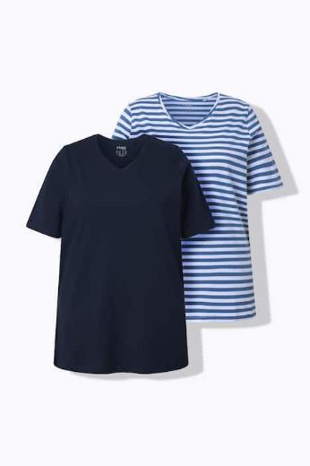 Plus size veliki brojevi Majica kratkih rukava 2 komada za punije