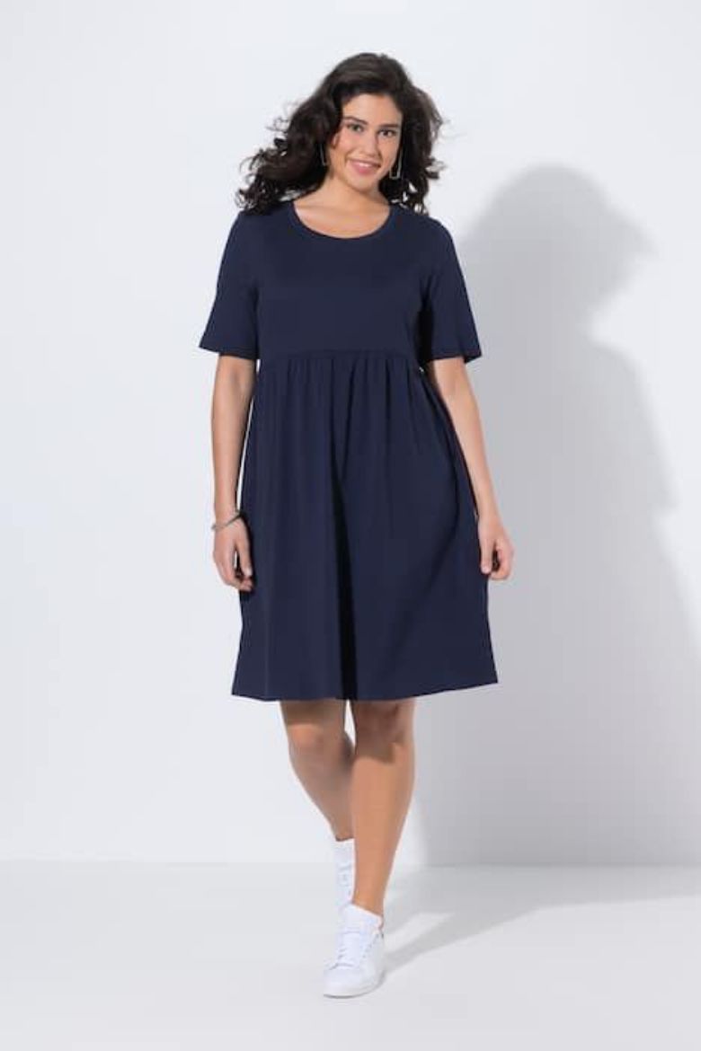 Plus size veliki brojevi Haljina kratkih rukava okruglog izreza za punije